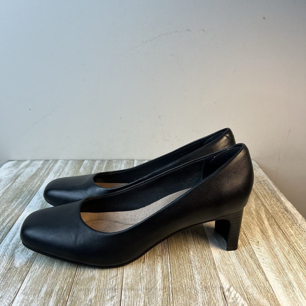 Clarks Collection Kyndall Iris Leather Pumps Heeled Black Foam Size 10M